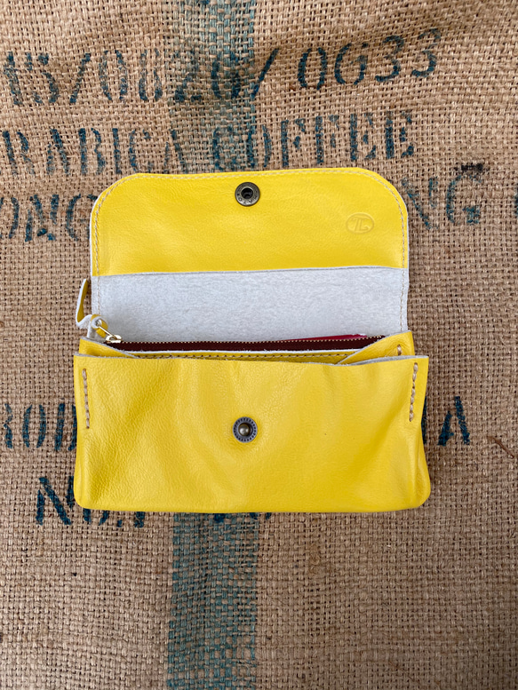 ジャバラの大きな長財布/本革の黄色財布/jaba-yellow 5枚目の画像