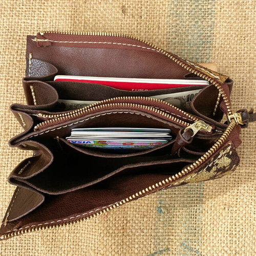 金箔を散りばめた本革の長財布/大きな財布/LV-choko✖︎gold 長 金箔を散りばめた本革の長財布/大きな財布/LV-choko✖︎gold 長