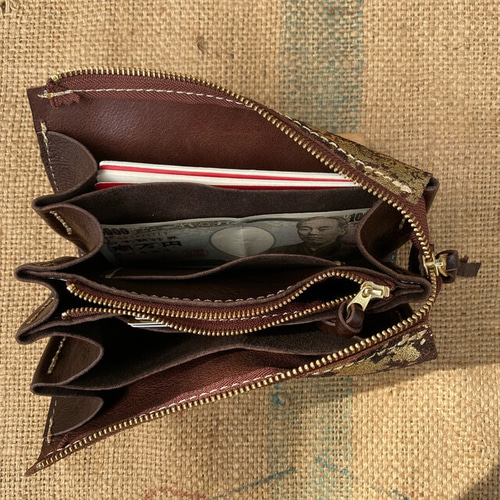 金箔を散りばめた本革の長財布/大きな財布/LV-choko✖︎gold 長 金箔を散りばめた本革の長財布/大きな財布/LV-choko✖︎gold 長