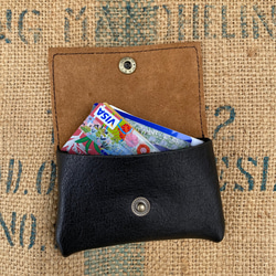 ハラコ本革のカードケース/小さな財布/black✖︎gold 4枚目の画像