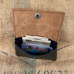 ハラコ本革のカードケース/小さな財布/black✖︎gold 5枚目の画像