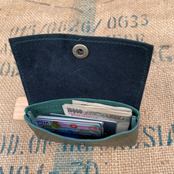 ハラコ本革のカードケース/小さな財布/green✖︎gold 3枚目の画像