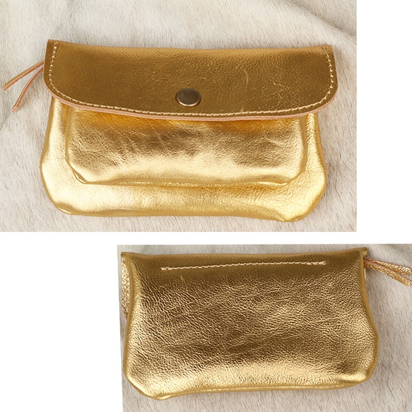 本革キラキラゴールドの長財布/２層の財布/2sou-gold 2枚目の画像