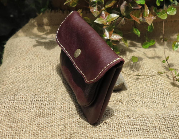 ２層の革長財布/かわいいレザー財布/手作りの財布/maron 2枚目の画像