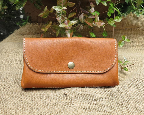 牛革のアコーディオンジャバラ財布/レディース長財布/ハンドメイド革