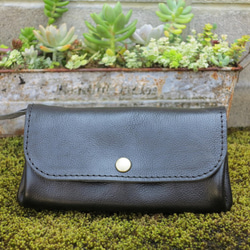 牛革のアコーディオンジャバラ財布/レディース長財布/ハンドメイド革財布/jaba-black 5枚目の画像