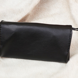 牛革のアコーディオンジャバラ財布/レディース長財布/ハンドメイド革財布/jaba-black 4枚目の画像