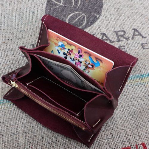 牛革のアコーディオンジャバラ財布/レディース長財布