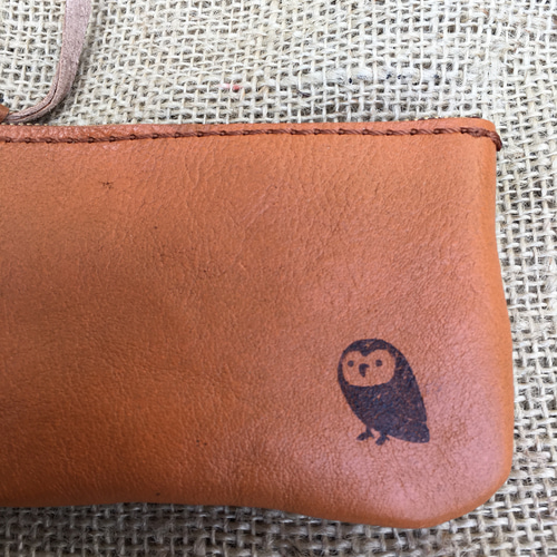 フクロウ刻印のレザー財布と小銭入れセット（綺麗な箱付き） フクロウの革小銭入れ/カードケース/レザーコインケース 小銭入れ