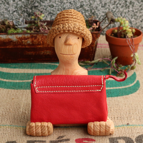 赤い革財布/かわいいレザー財布/ちいさな財布/miru2-red 二