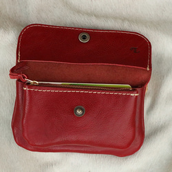 革２層の長財布/赤い長財布/ハンドメイド革作品/2sou-sango 3枚目の画像