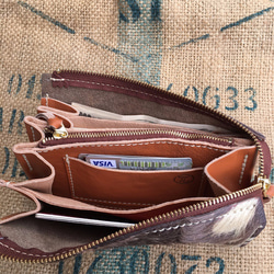 ポシェットになるハラコの長財布/大きな革の長財布/LV-harako-brown 4枚目の画像
