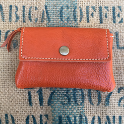 オレンジ色の革財布/かわいいレザー財布/ちいさな財布/miru2-orange 1枚目の画像