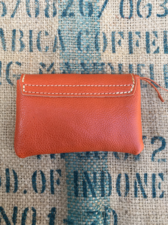 オレンジ色の革財布/かわいいレザー財布/ちいさな財布/miru2-orange 5枚目の画像