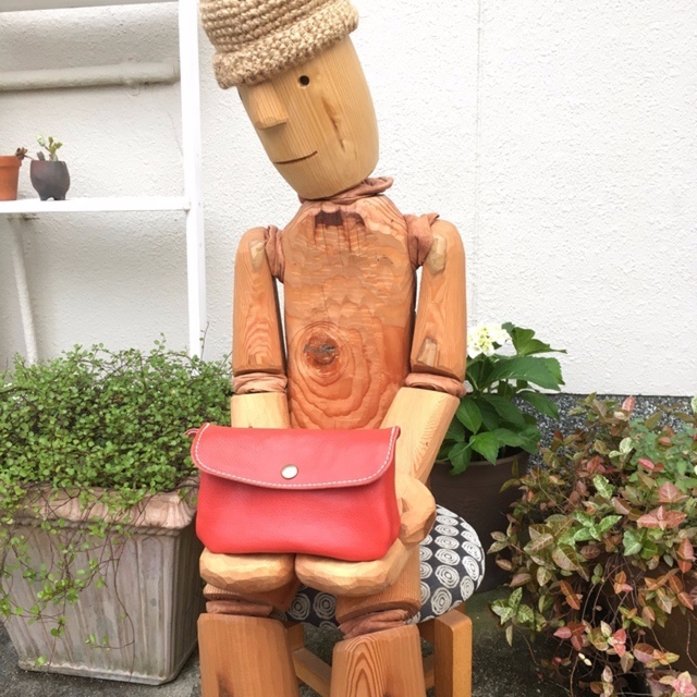 大きな２層の長財布/革レザー財布/赤い長財布/big2sou-red