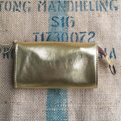 ゴールド革の大きな長財布/5層のジャバラの金色財布/LV-gold 5枚目の画像