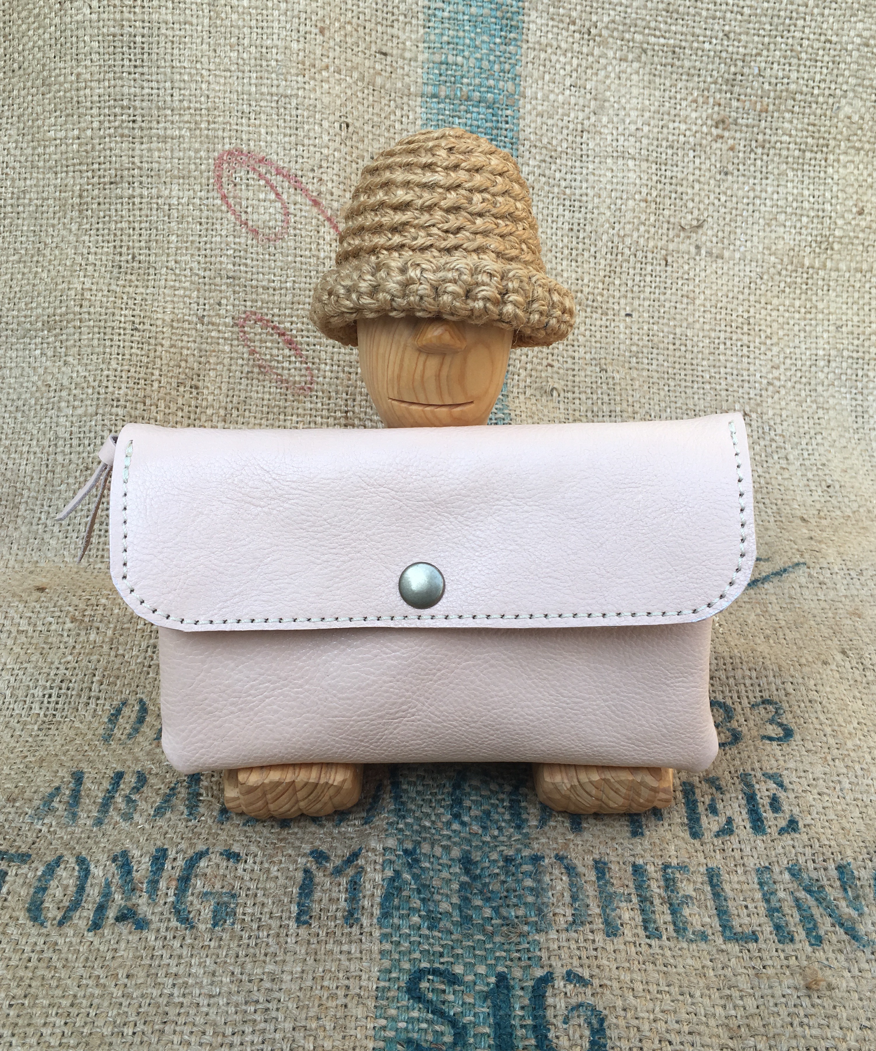 ２層の大きな長財布/ふんわり長財布/ハンドメイド革作品/big-miru-beige