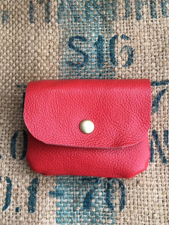 小さな革の財布/ミニ革の財布/赤いレザー財布/mini-red 5枚目の画像