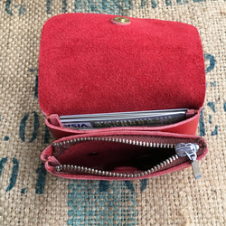 小さな革の財布/ミニ革の財布/赤いレザー財布/mini-red 7枚目の画像
