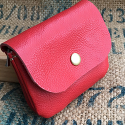 小さな革の財布/ミニ革の財布/赤いレザー財布/mini-red 9枚目の画像