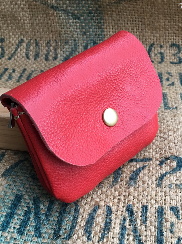 小さな革の財布/ミニ革の財布/赤いレザー財布/mini-red 9枚目の画像
