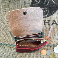 小さな革の財布/ミニ革の財布/革コインケース/mini-red-gr-cam 4枚目の画像