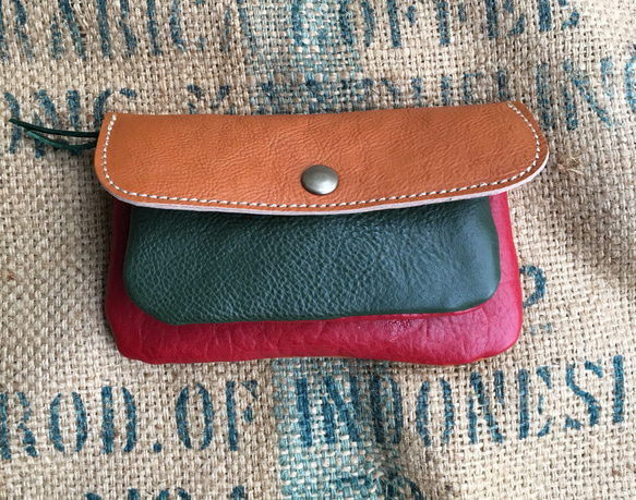 3色の本革長財布/ふんわり長財布/ハンドメイド革作品/2sou
