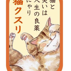 長方形缶バッチ「猫クスリ」 1枚目の画像