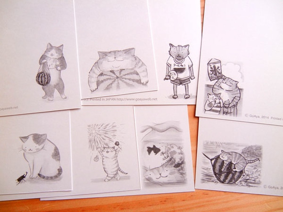猫のポストカード：夏のご挨拶A：お得８枚セット 3枚目の画像