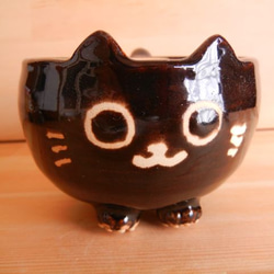 猫さんカップ：黒：肉球付 4枚目の画像