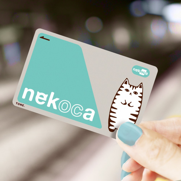 【送料無料】ねこのICカードステッカー necoka 青 1枚目の画像