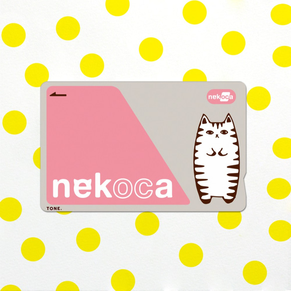 【送料無料】ねこのICカードステッカー necoka ピンク 2枚目の画像