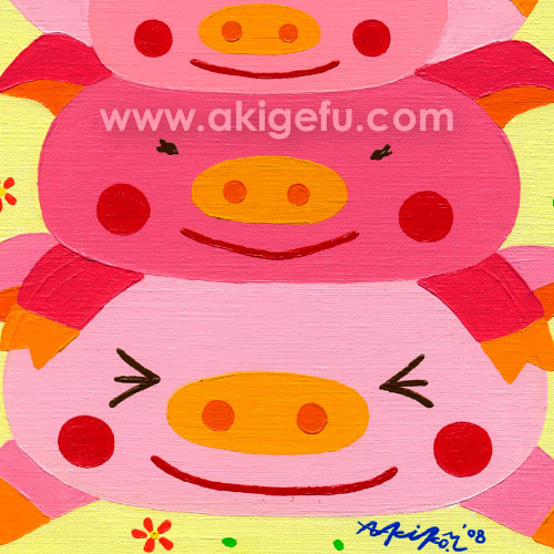 油絵　専用　すっごく笑ってる子ぶた 楽天市場】油彩画 SM号 絵画 仔猫・2 星野歩 手描き 額付き
