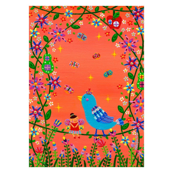 油絵「青い鳥」2Lサイズイラスト 絵画 宮城彬瑚 通販 2592808