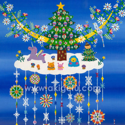 油絵「クリスマスの夜空」2Lサイズイラスト 2枚目の画像