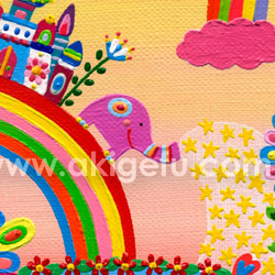 油絵「虹の猫」A4ポスター 3枚目の画像