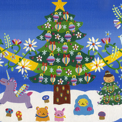 油絵「クリスマスの夜空」A4ポスター 4枚目の画像