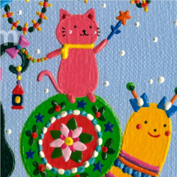油絵「猫のクリスマス」2Lサイズイラスト 4枚目の画像