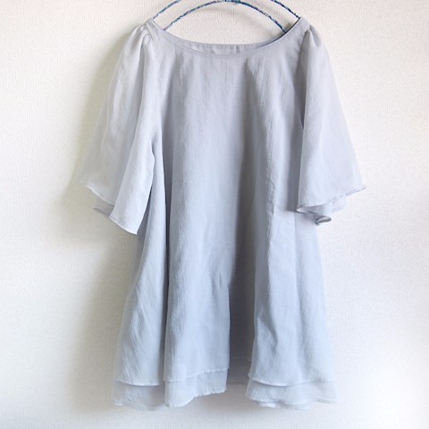 【新色追加・受注製作】コットン シフォン レイヤードブラウス／2色　ヌードピンク／アイスグレー