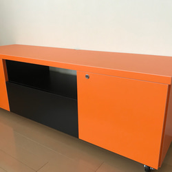 【受注生産】リビングの差し色に  オレンジのテレビボード 5枚目の画像