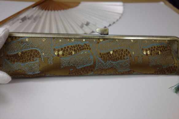 全正絹 西陣金襴　アフリカ紋様　扇子入れ　アウトレット　F 2枚目の画像