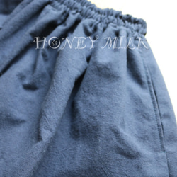 コットンリネンのふんわりスカート 【受注制作♪】 紺色 4枚目の画像
