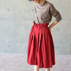 【受注製作】半分プリーツスカート、赤 2枚目の画像