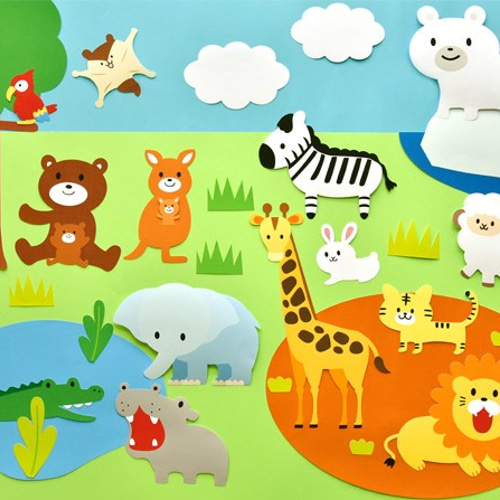 Amazon.co.jp: 動物セット A4サイズ 壁面装飾 壁面飾り 保育