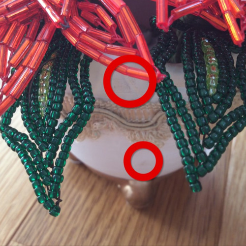 ビーズフラワー　　　　　ポインセチア　ヒイラギ ビーズフラワー ポインセチア2 その他インテリア雑貨 ビーズ大好き