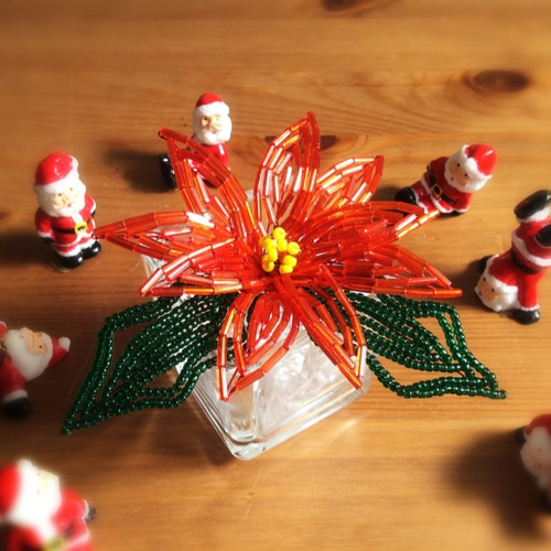 ビーズフラワー ポインセチア その他インテリア雑貨 ビーズ大好き