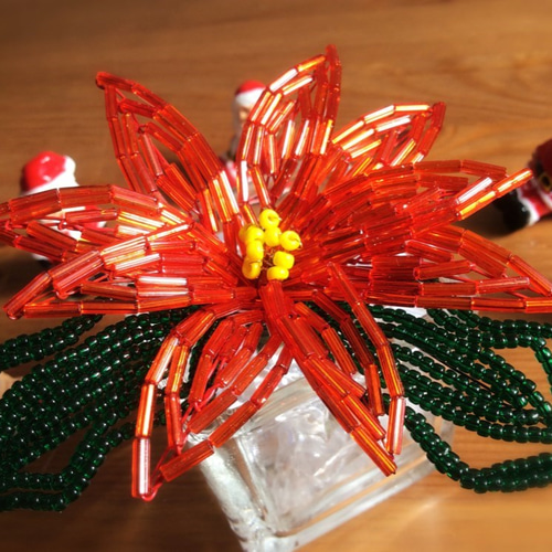 ビーズフラワー ポインセチア その他インテリア雑貨 ビーズ大好き