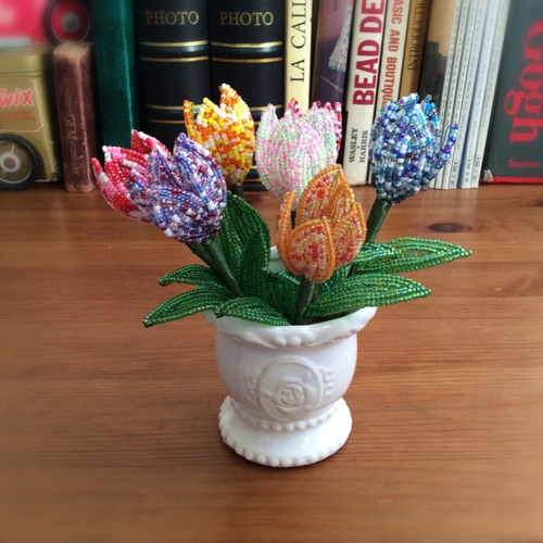 ビーズフラワーキット⑧チューリップ5本セット ビーズ ビーズ大好き