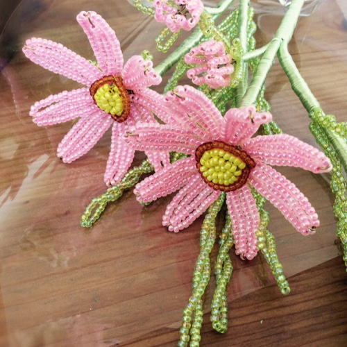 ビーズフラワーキット コスモス2本セット 「大きな文字と写真で