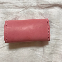 デカ厚み キーケース ヌメ革ピンク 2枚目の画像